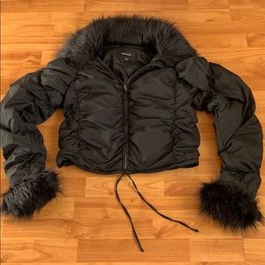 Sold! Express puffer jacket faux satin & fur